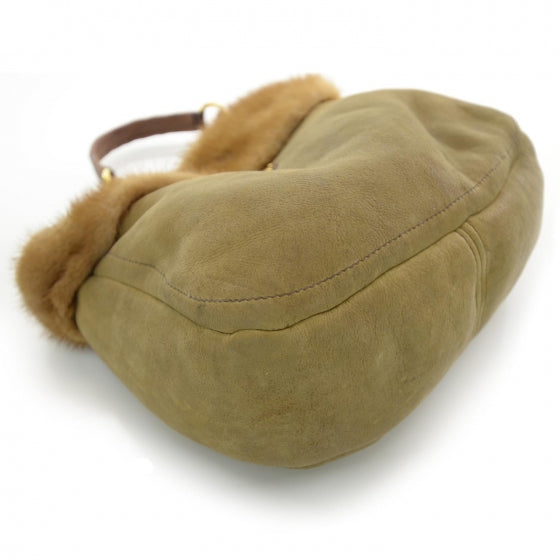 Suede Shearling Mink Fur Crocodile Shoulder Bag