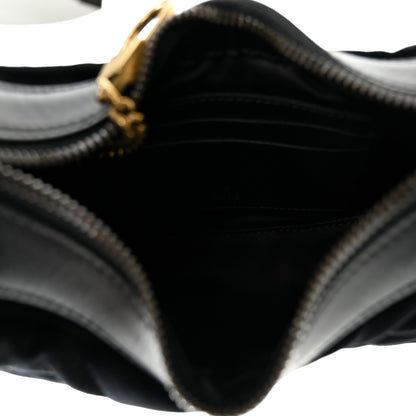 Gucci Velvet Matelasse Double G Studs Torchon GG Marmont Half Moon Hobo Black 5 of 10