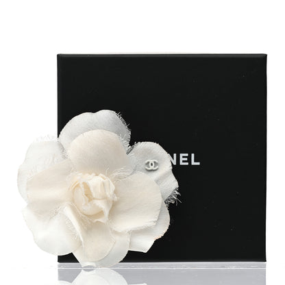 Chanel Linen Camellia Brooch Pin White 5 of 5