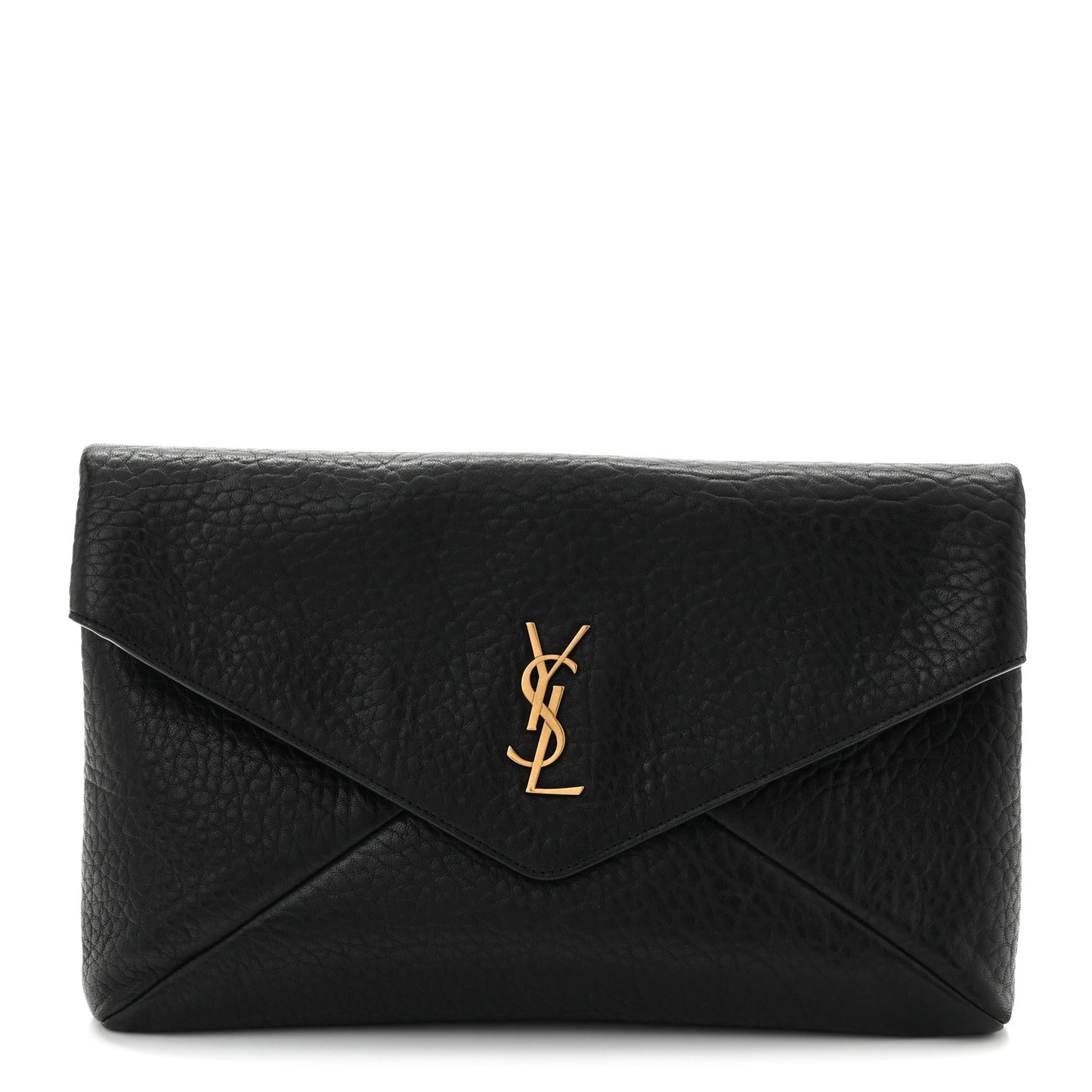 Grained Lambskin Cassandre Envelope Pouch Black