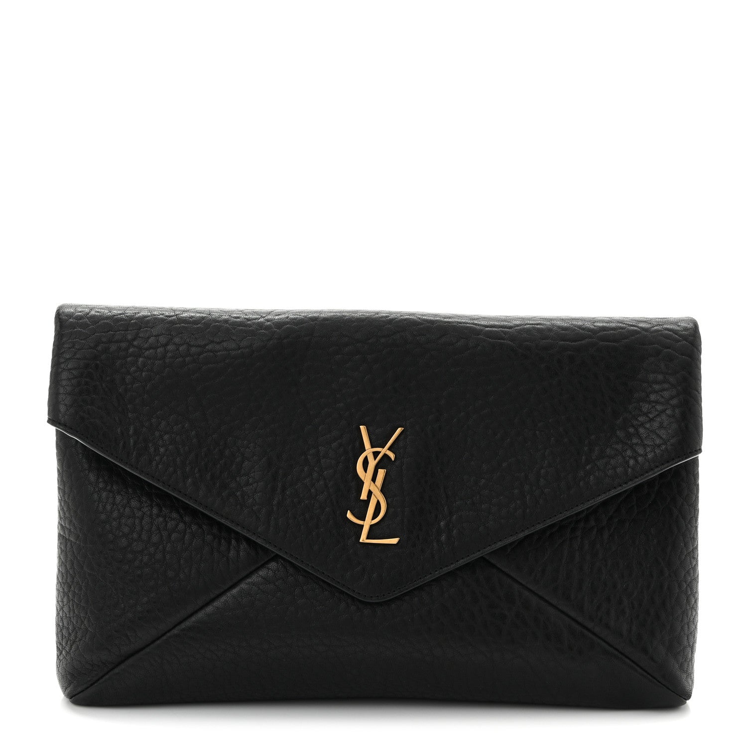 Saint Laurent Grained Lambskin Cassandre Envelope Pouch Black 1 of 7