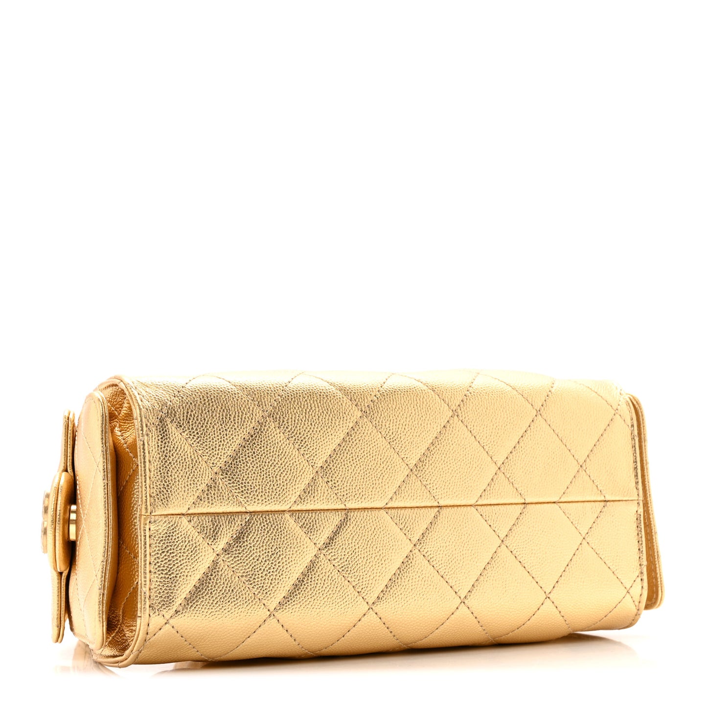 Metallic Caviar Quilted Mini Chanel 25 Handbag Gold