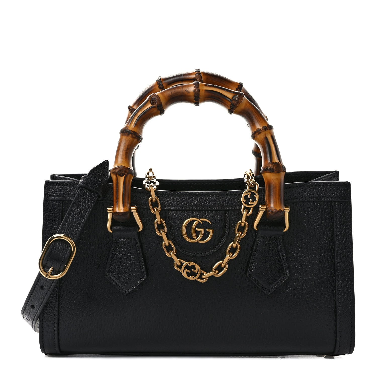 Gucci Textured Dollar Calfskin Web Small Diana Shoulder Bag Black Dusty Grey 1 of 7