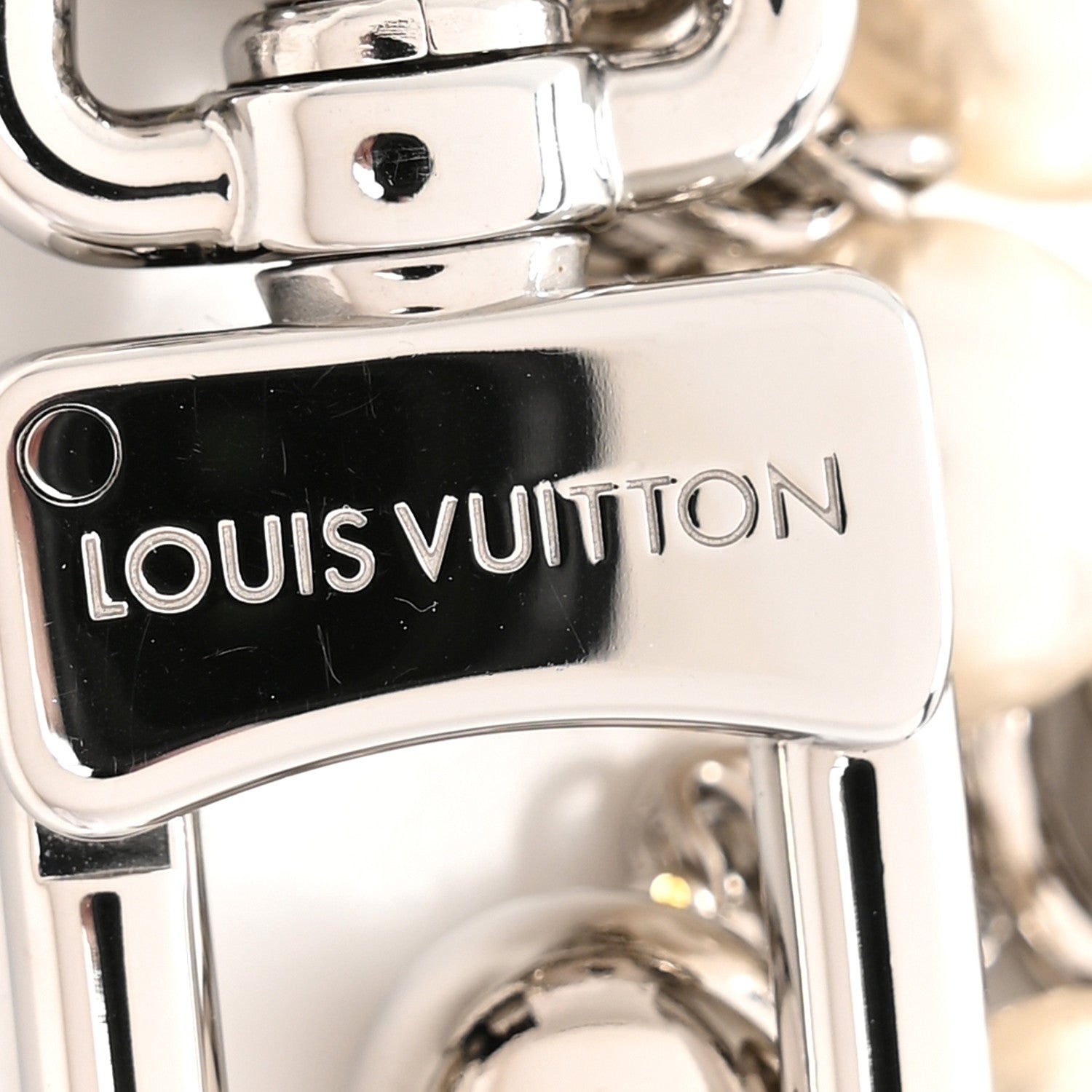 Louis Vuitton Metal Pearl Chain Midnight Bag Charm Silver 4 of 5