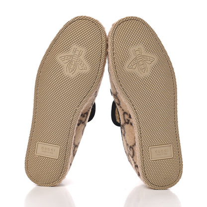 Gucci Covered Wool GG Monogram Womens Fria Horsebit Loafers 38 Beige Ebony Black Butterscotch 5 of 11
