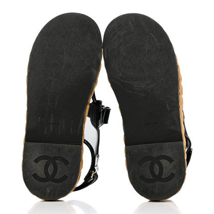 Chanel Mesh Patent Calfskin Velcro Dad Sandals 40 Black 5 of 9
