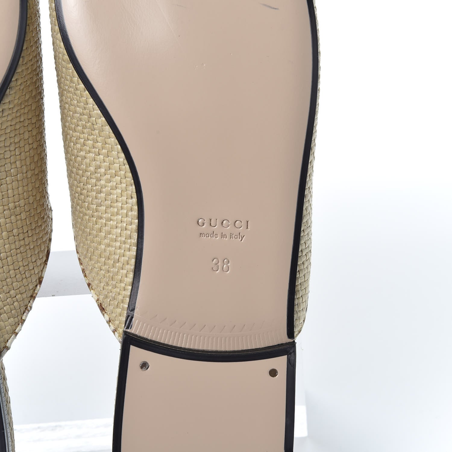 Gucci Straw Elaphe Womens Princetown Slippers 38 Natural Cream Brown 8 of 10