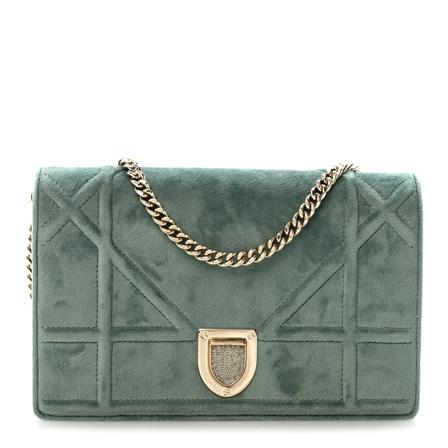 Velvet Diorama Wallet On Chain Pouch Water Blue