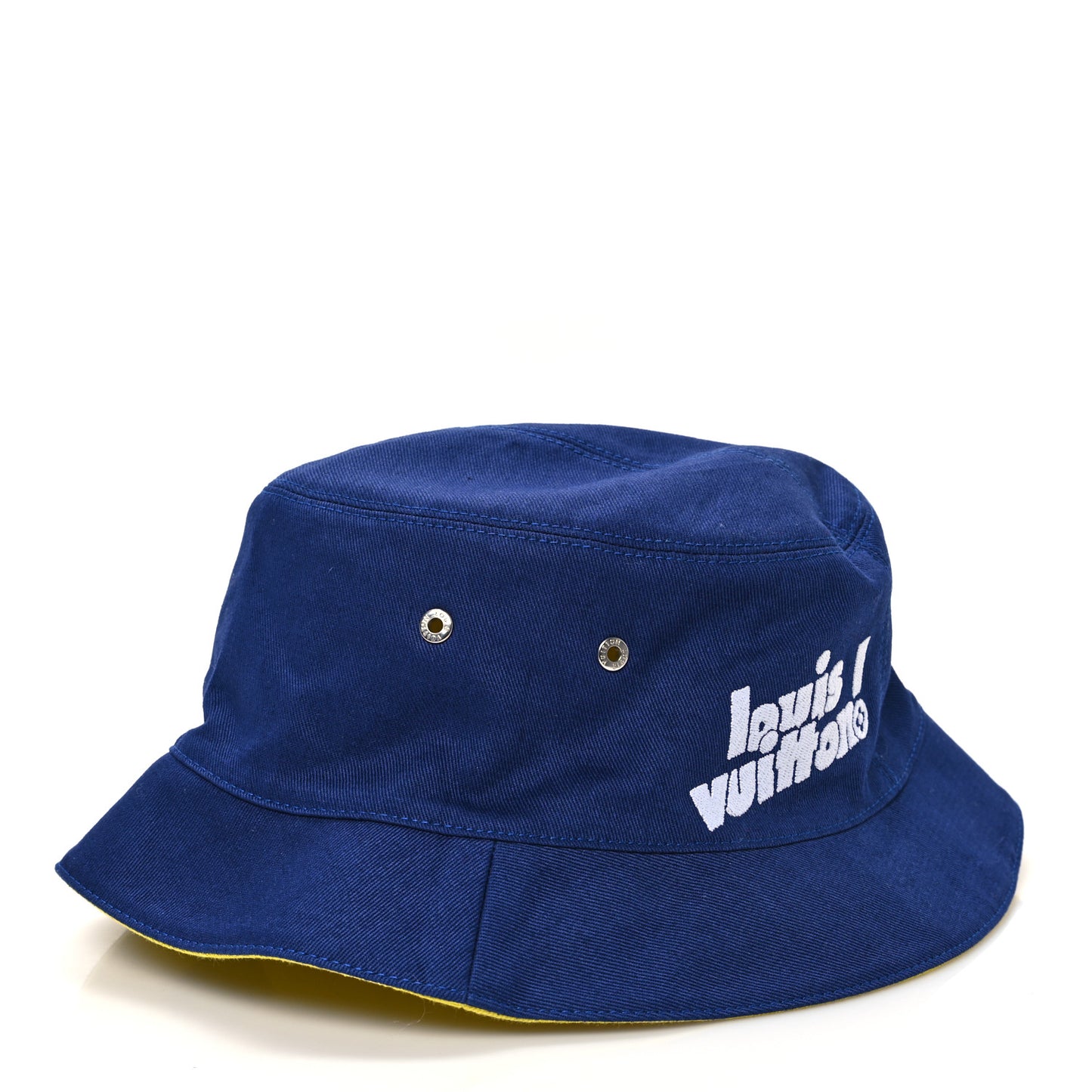 Canvas Monogram Reversible Everyday Bucket Hat 60 Blue White Yellow