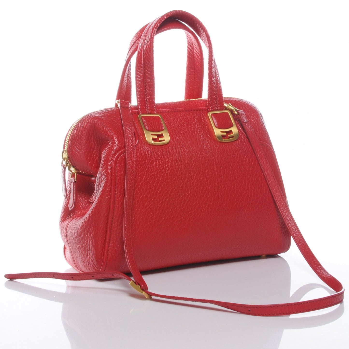 Pebbled Calfskin Medium Chameleon Tote Red