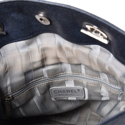 Chanel Denim Small CC Discus Tote Blue 6 of 7