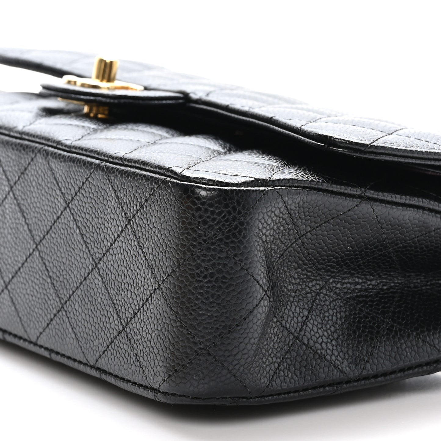 Caviar Quilted Medium Double Flap Black