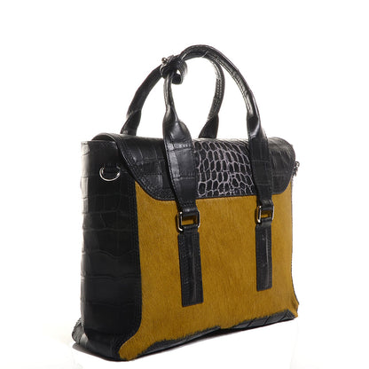 3.1 Phillip Lim 3.1 Calf Hair Crocodile Embossed Leather Medium Pashli Satchel Antique Grey Olive 3 of 10