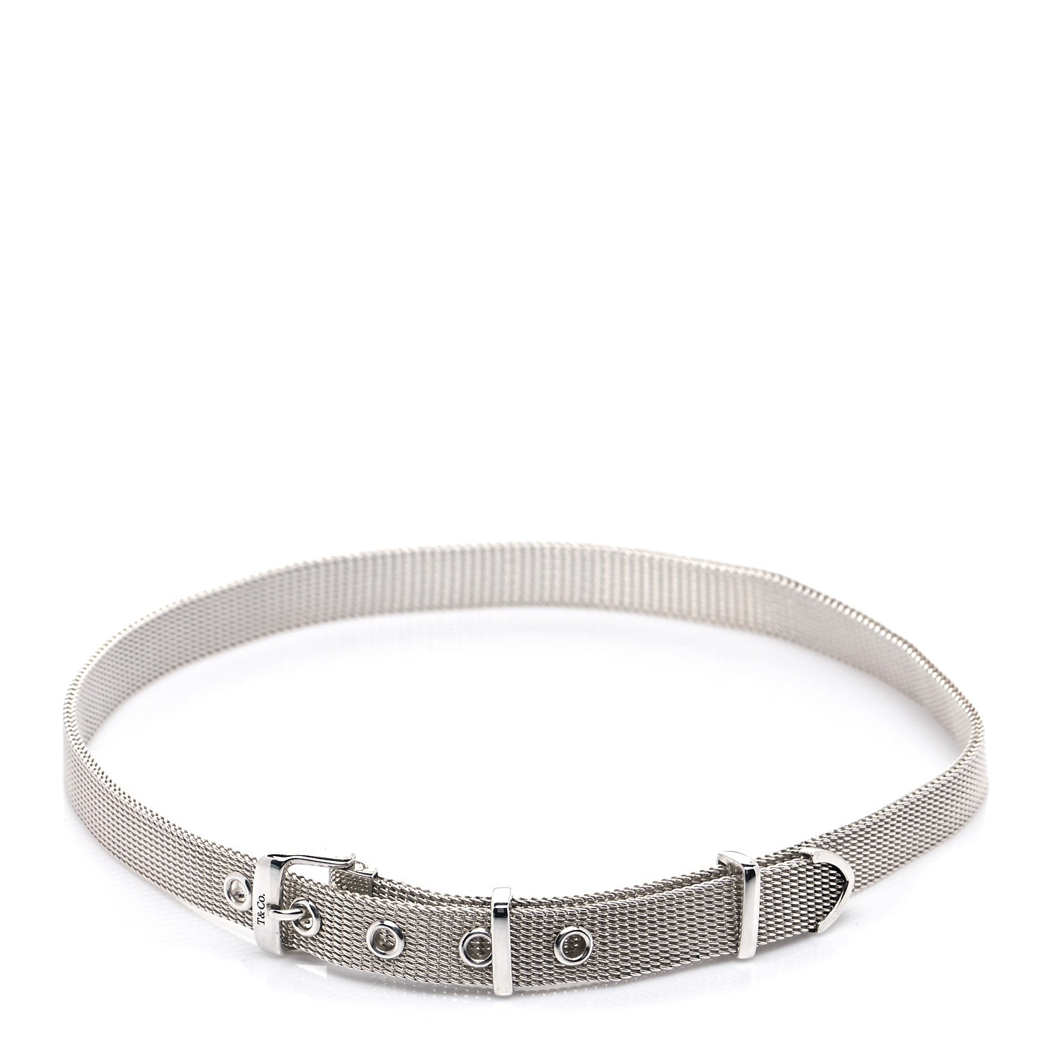 Tiffany Sterling Silver Somerset Double Wrap Buckle Mesh Bracelet 4 of 6