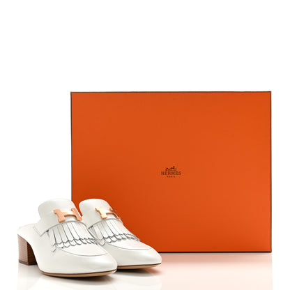 Hermes Goatskin Tuileries Mules 37 White 9 of 9
