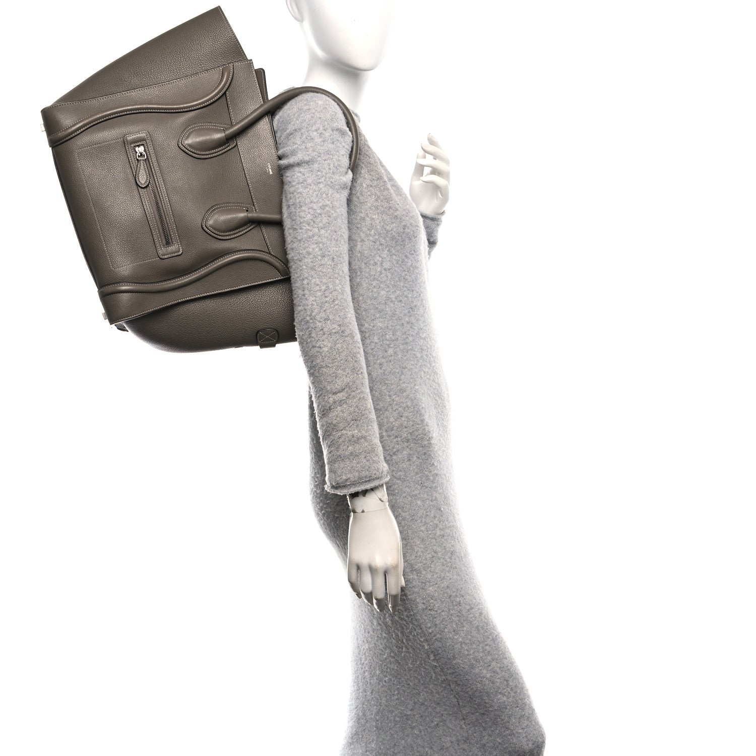 Celine Drummed Calfskin Mini Luggage Souris 2 of 12