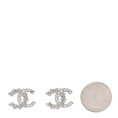 Chanel Baguette Crystal CC Earrings Silver 2 of 5