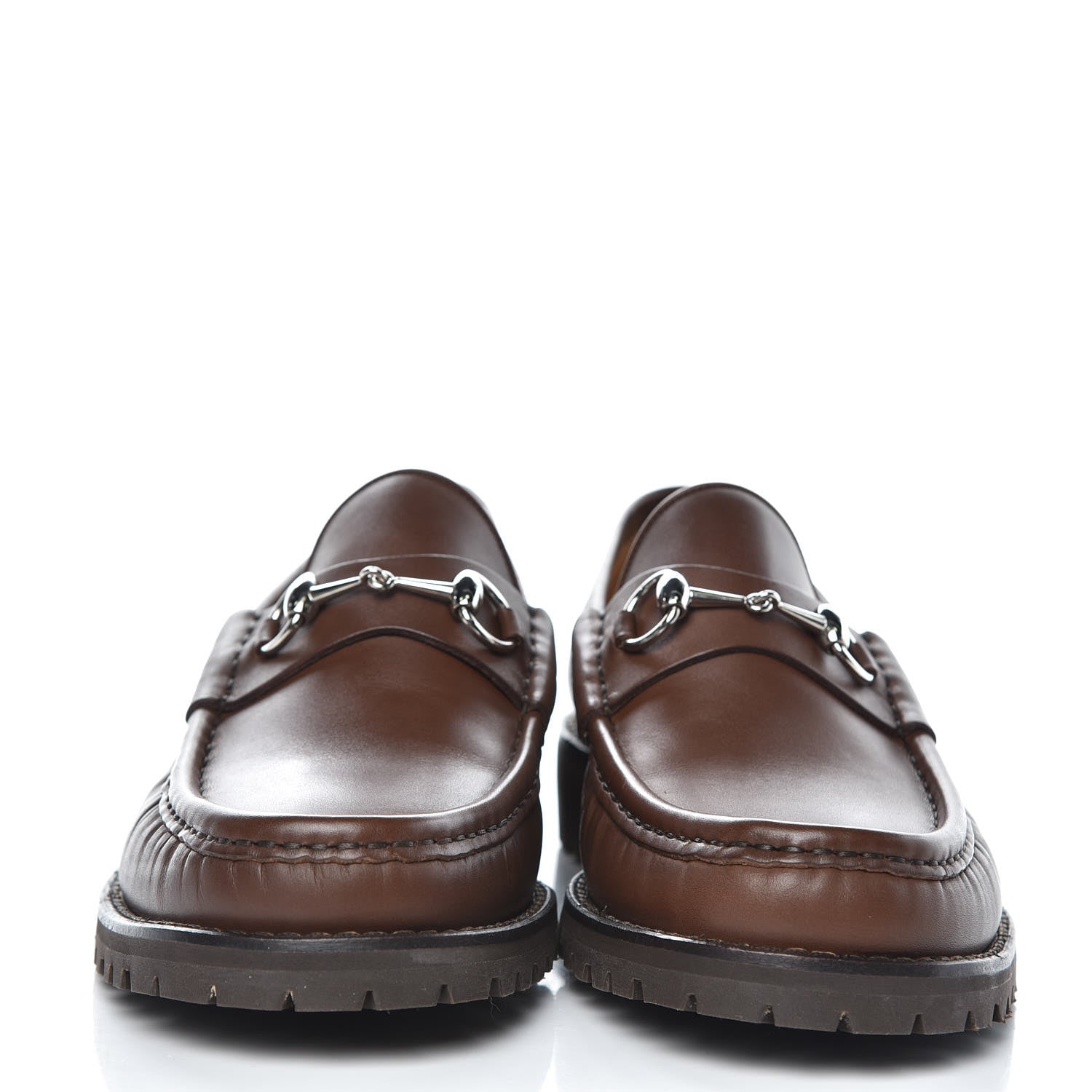 Gucci Laredo Calfskin Mens Horsebit Lug Sole Loafers 10.5 Brown 2 of 8
