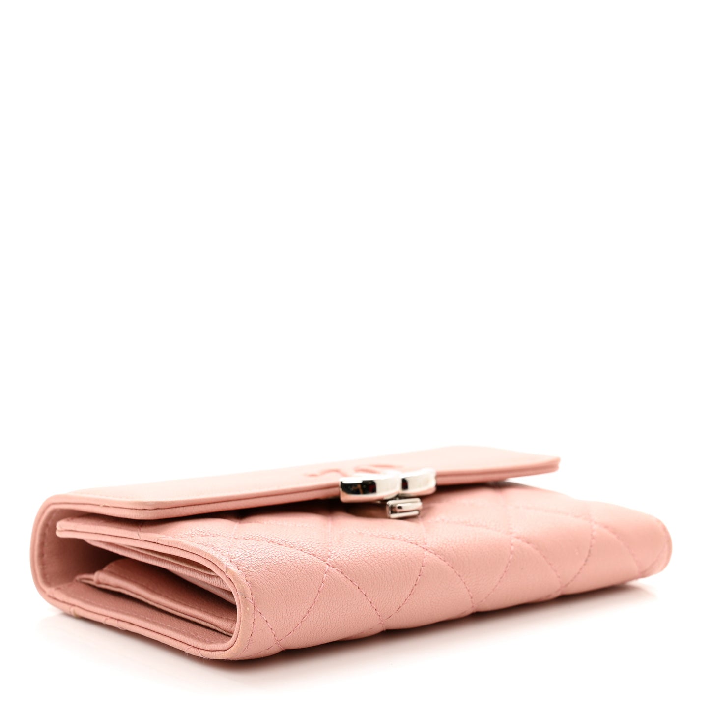 Lambskin Quilted CC Box Flap Wallet Light Pink