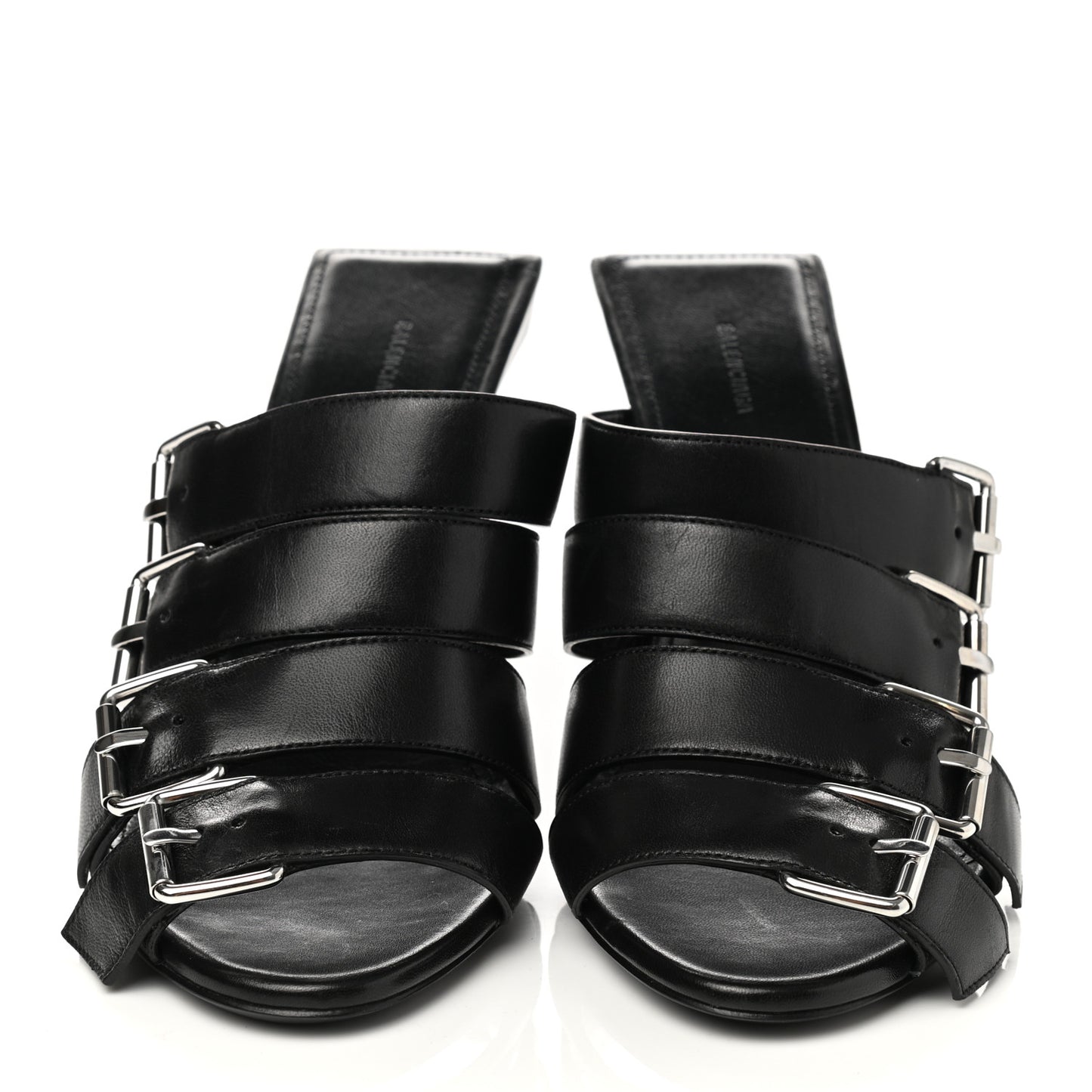 Shiny Sheepskin Bluckle K 80mm Sandals 38 Black