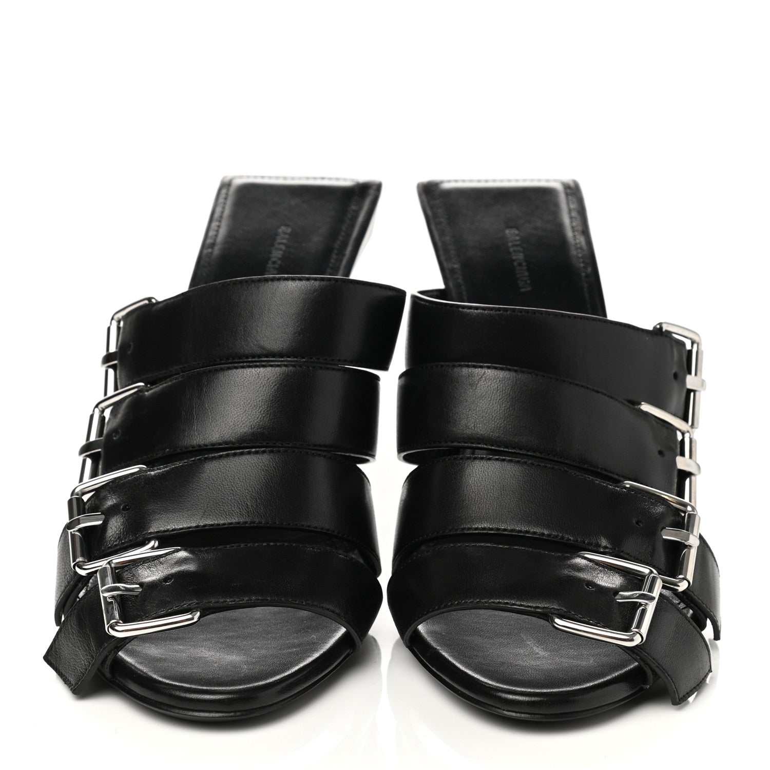 Balenciaga Shiny Sheepskin Bluckle K 80mm Sandals 38 Black 2 of 9
