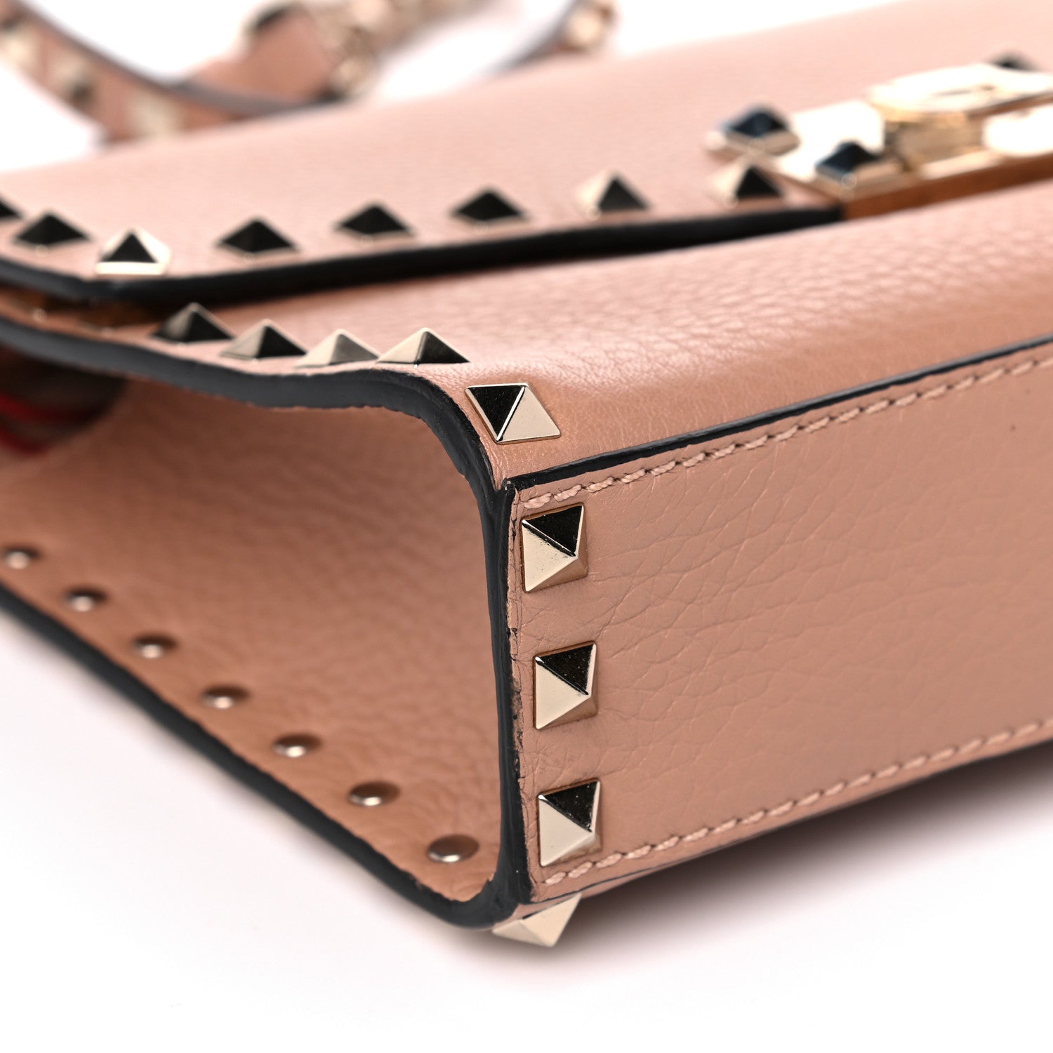 Valentino Garavani Pebbled Calfskin Medium Rockstud Flip Lock Crossbody Bag Skin Sorbet 4 of 12