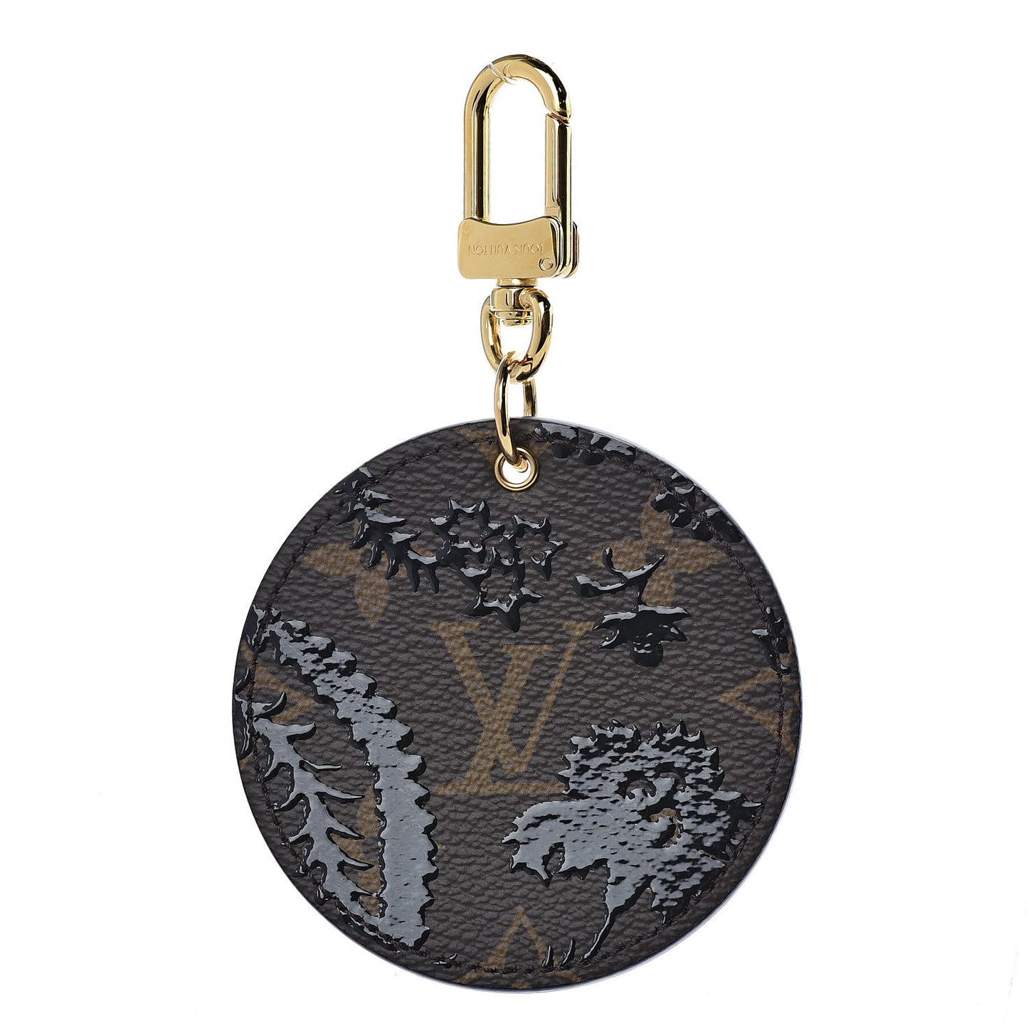 Monogram Blossom Bag Charm Key Holder Black