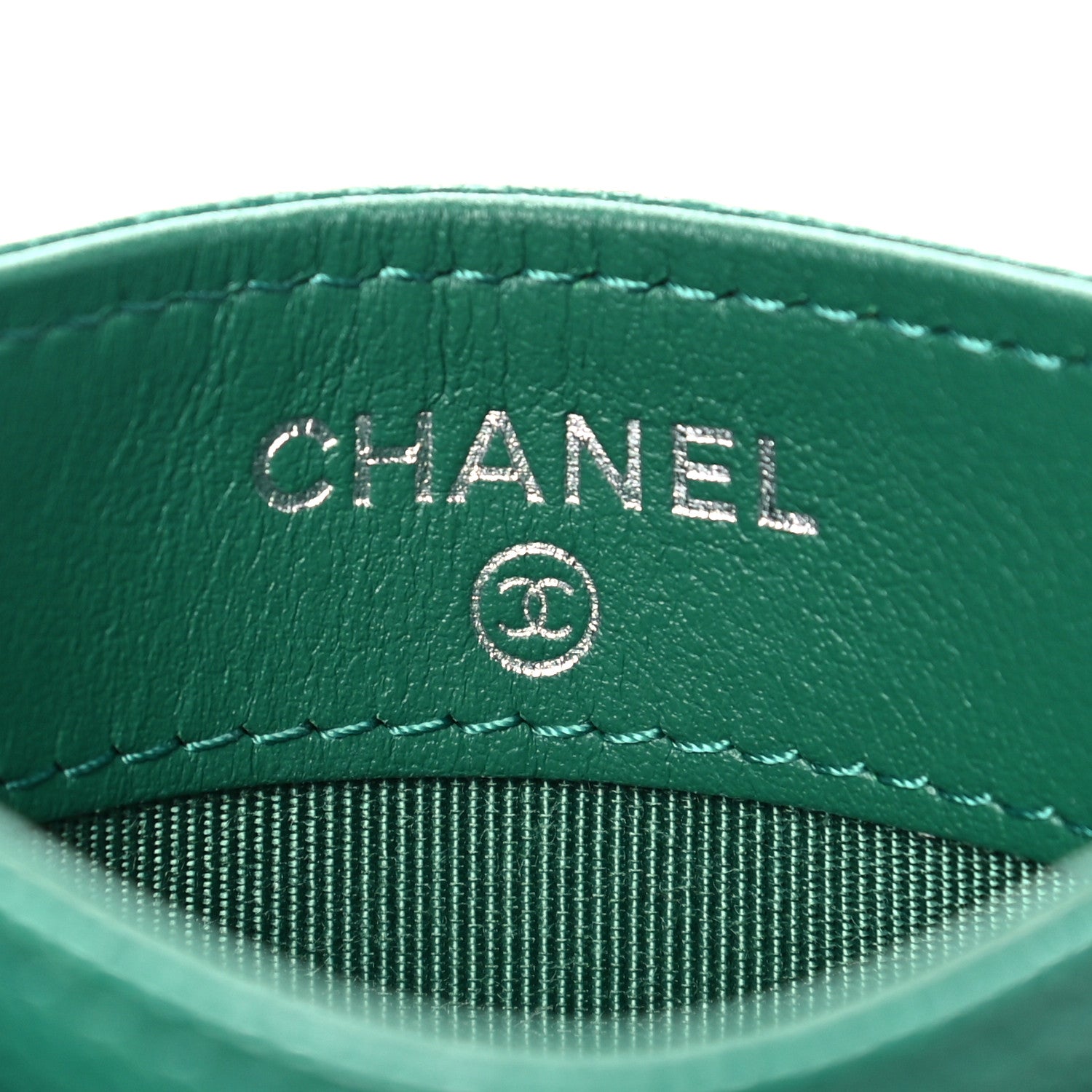 Chanel Metallic Caviar Quilted Card Holder Green 6 of 10
