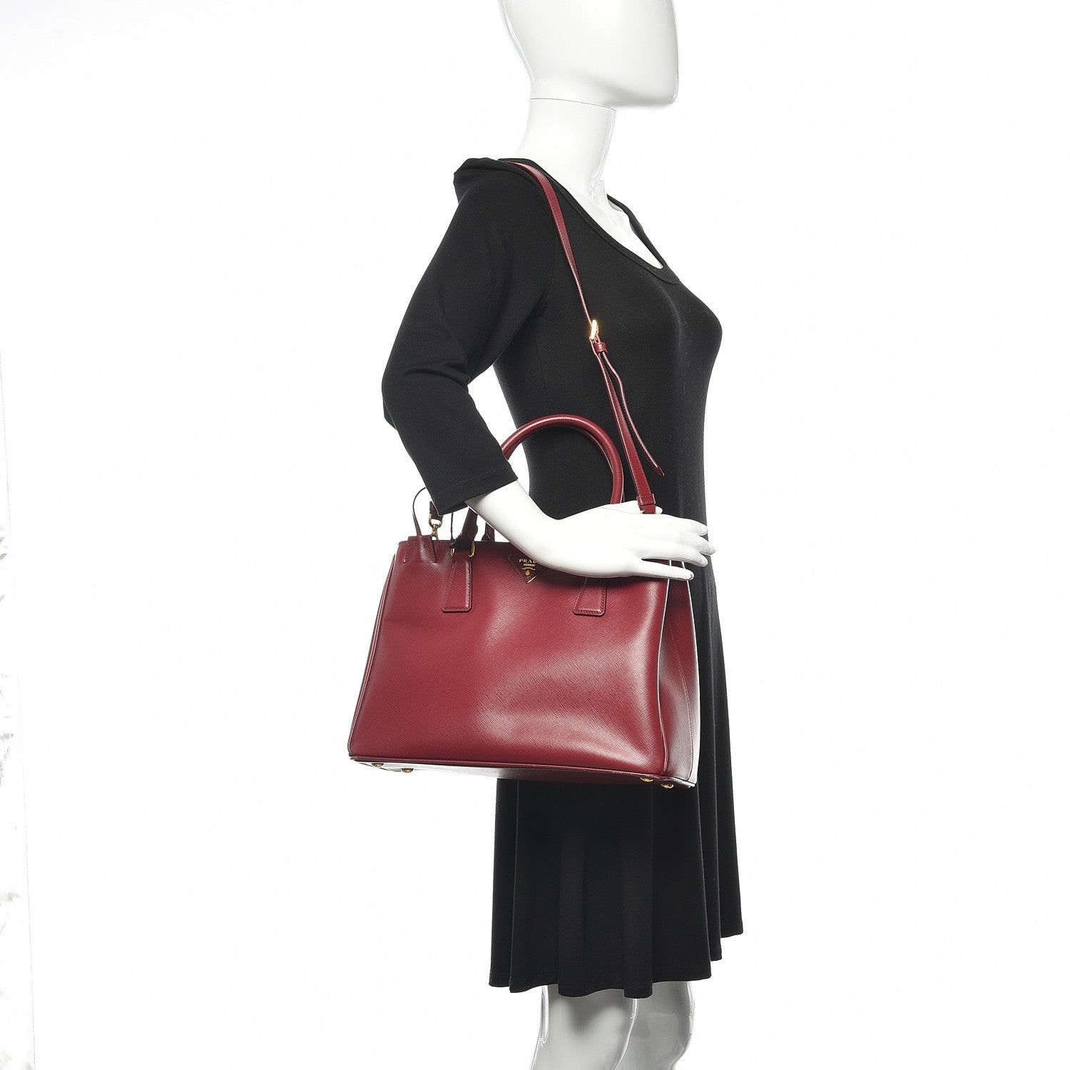 Prada Saffiano Medium Tote Cherry 2 of 13