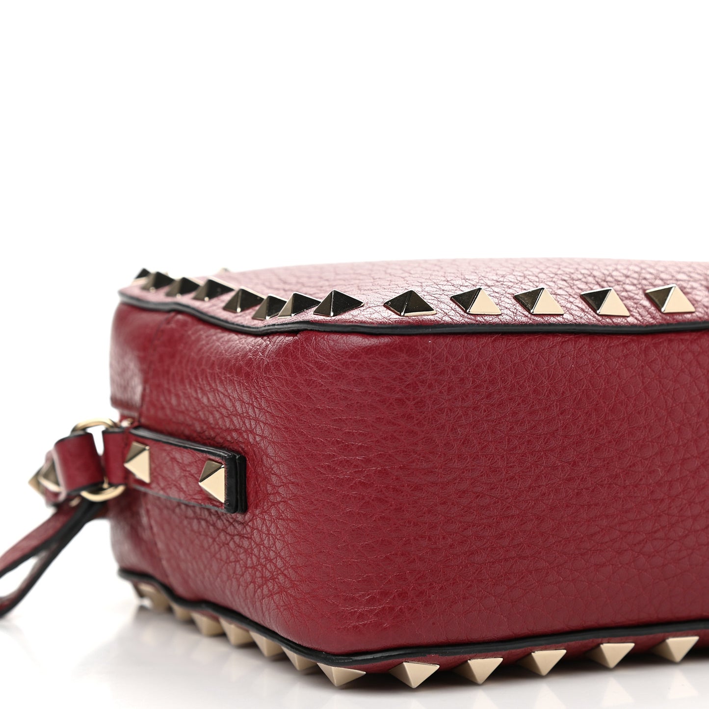 Pebbled Calfskin Rockstud Camera Crossbody Bag Rubino