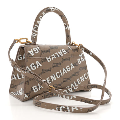 Balenciaga Coated Canvas BB Monogram Allover Logo Small Hourglass Top Handle Bag Beige Brown White 3 of 15