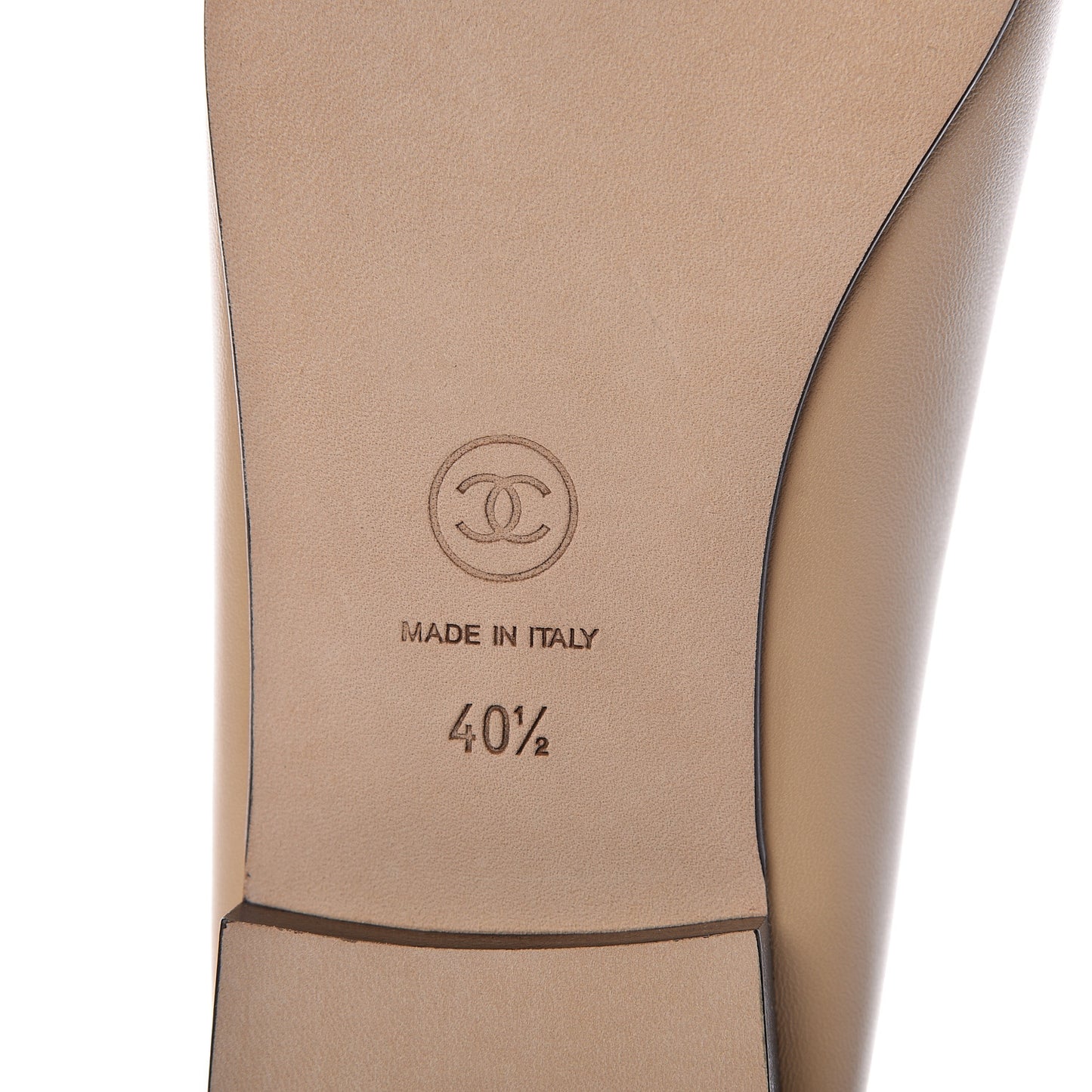 Lambskin Cap Toe CC Ballerina Flats 40.5 Beige Black
