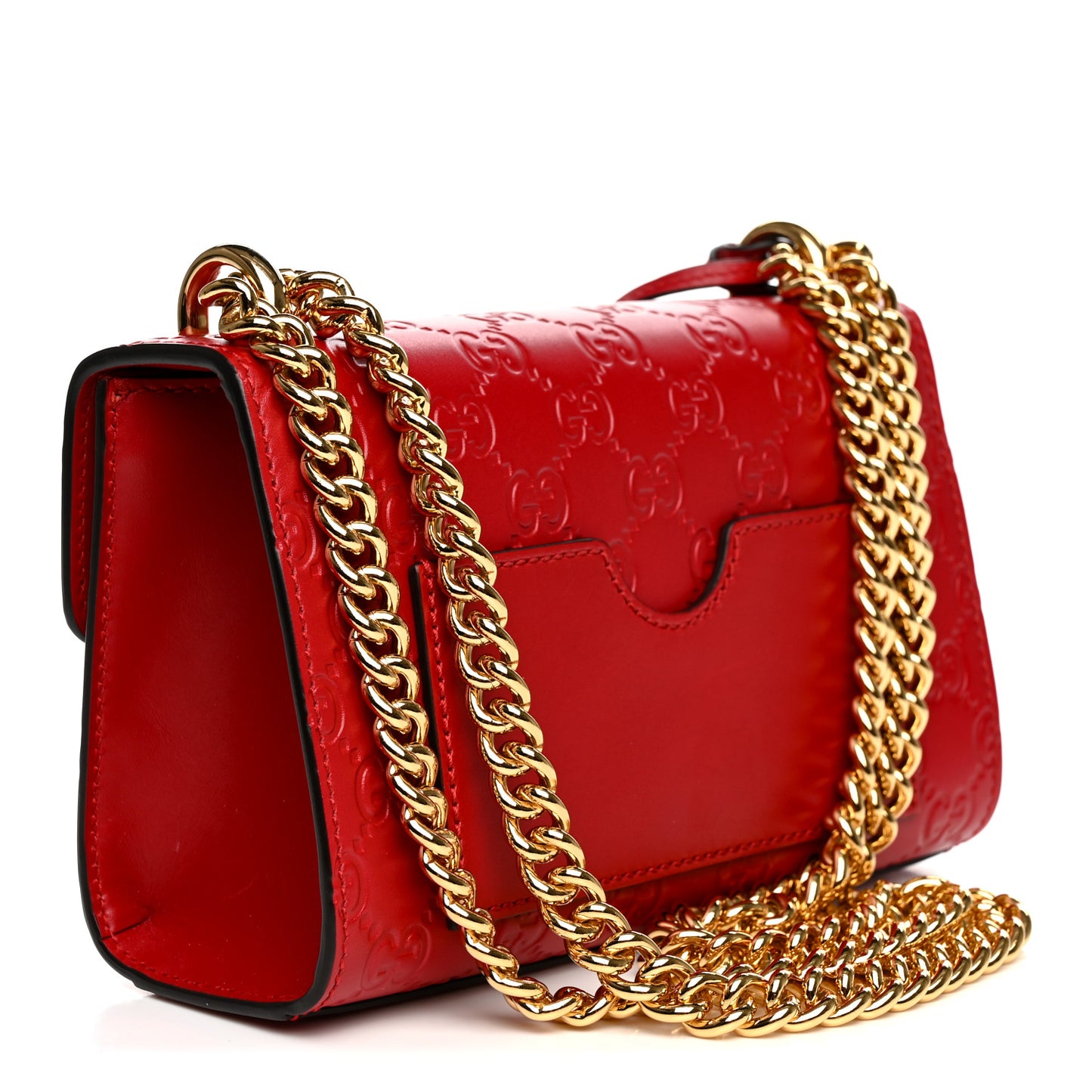Guccissima Small Padlock Shoulder Bag Hibiscus Red