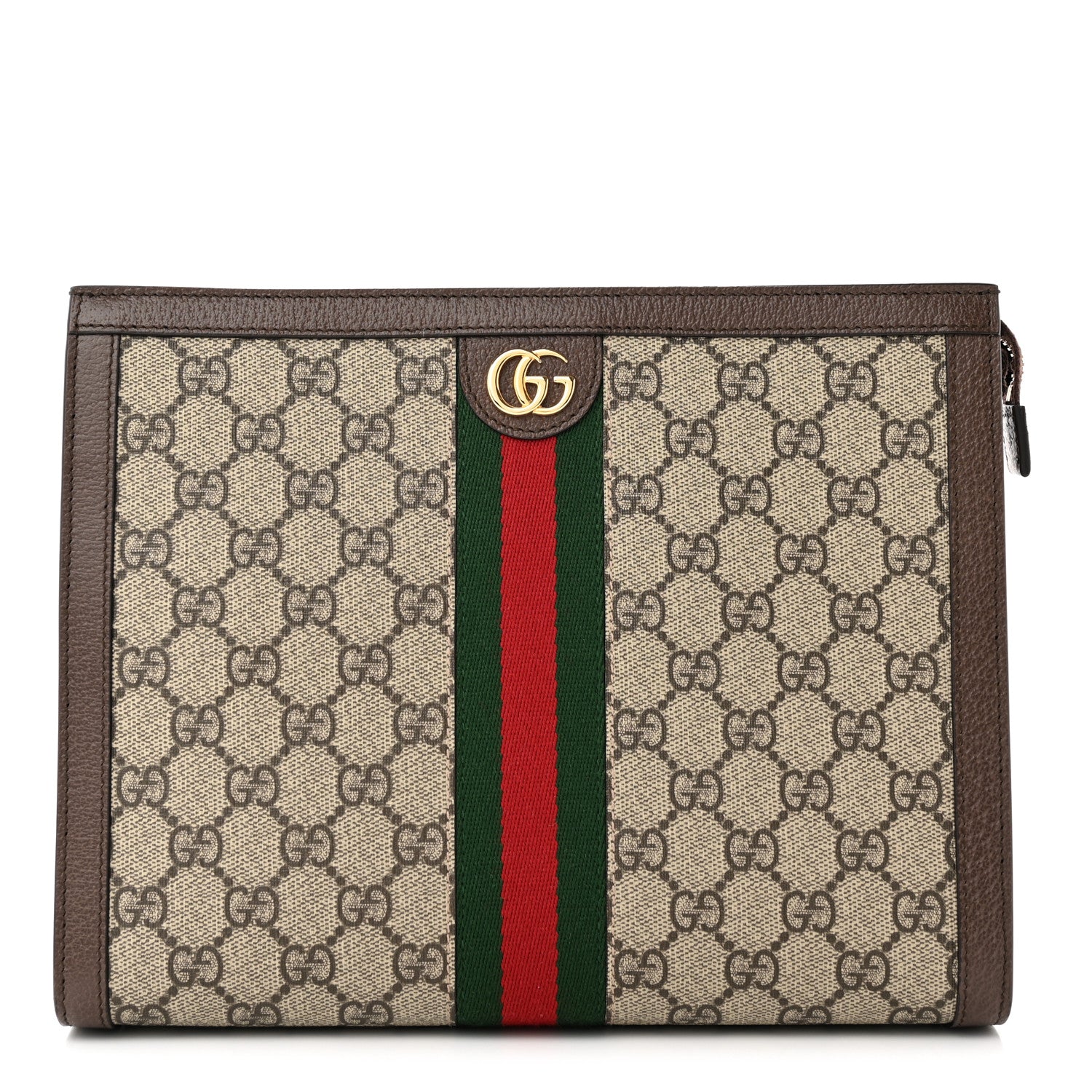 Gucci GG Supreme Monogram Web Ophidia Pouch Brown 1 of 10