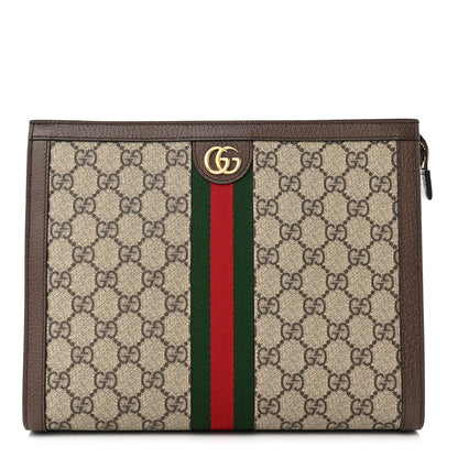 Gucci GG Supreme Monogram Web Ophidia Pouch Brown 1 of 10