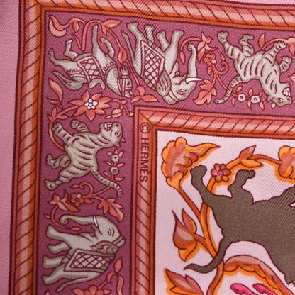 Hermes Silk Chasse En Inde Scarf 90 Cuivre Rose Vieux Rose 5 of 6