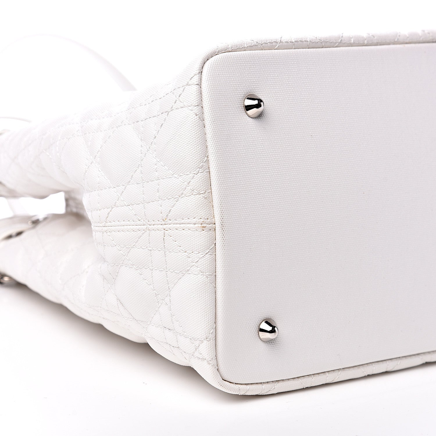 Christian Dior Coated Canvas Cannage Medium Panarea Tote White 7 of 11