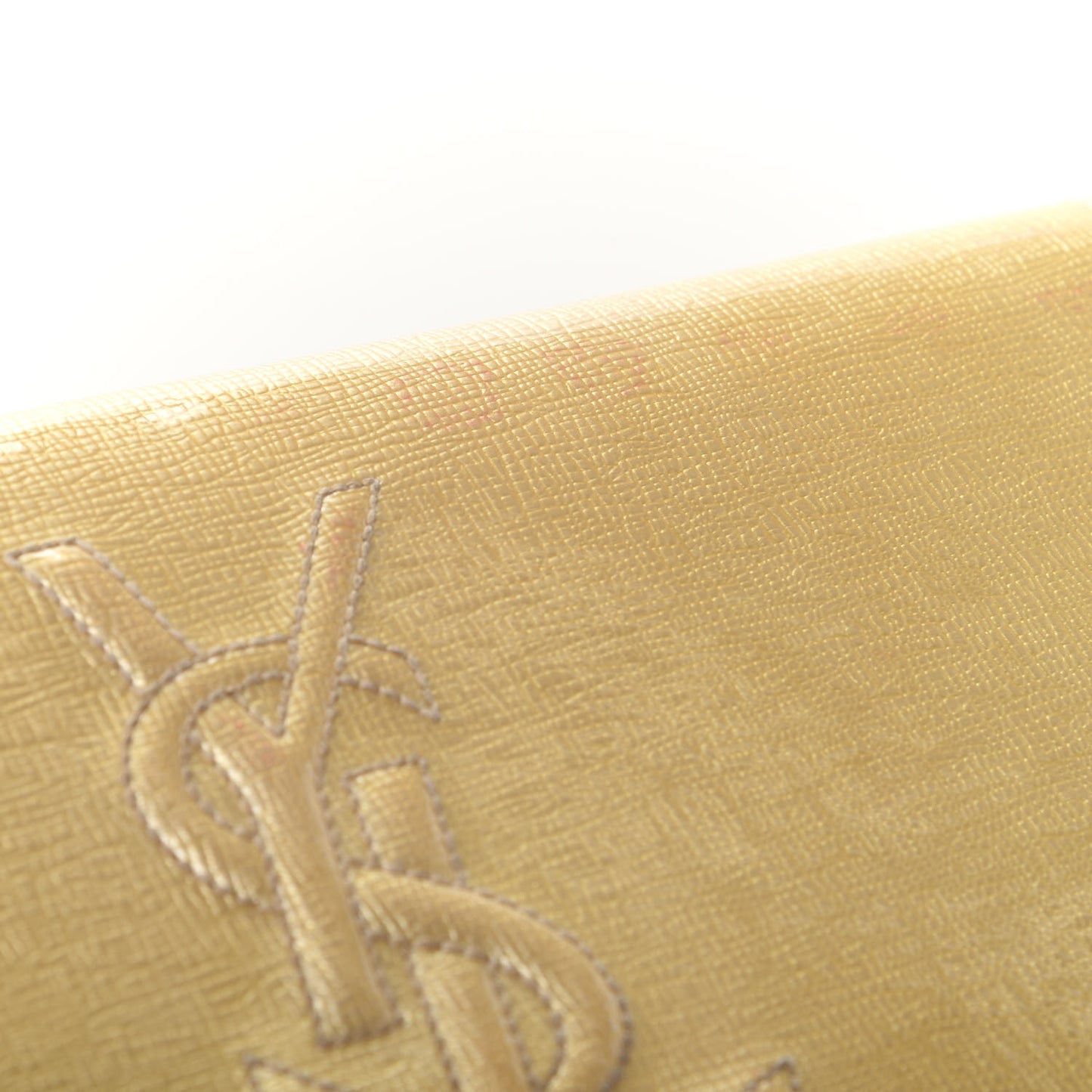 Metallic Textured Calfskin Monogram Large Belle De Jour Clutch Gold