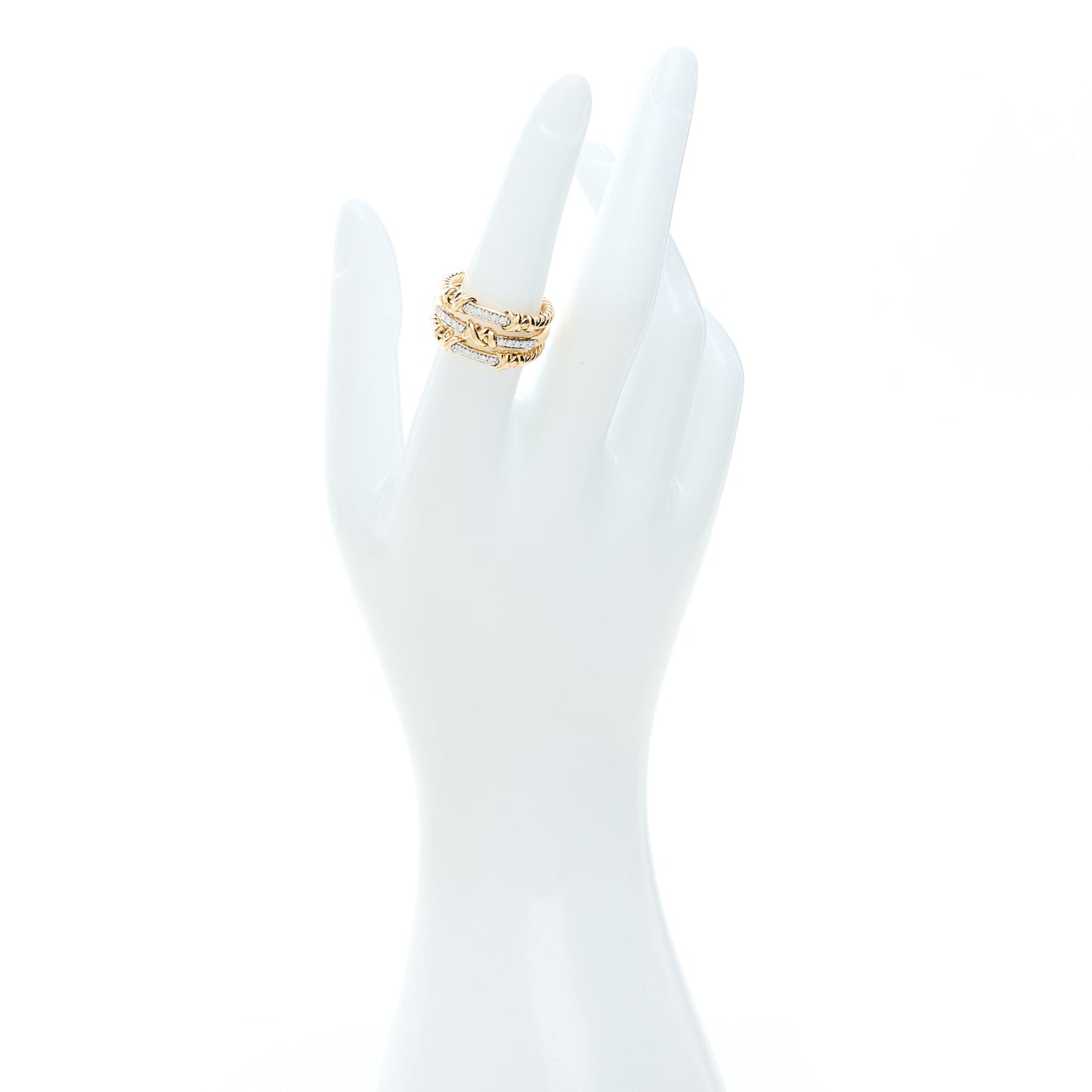 18K Yellow Gold Diamond Petite Helena Wrap Three Row Ring 54 7