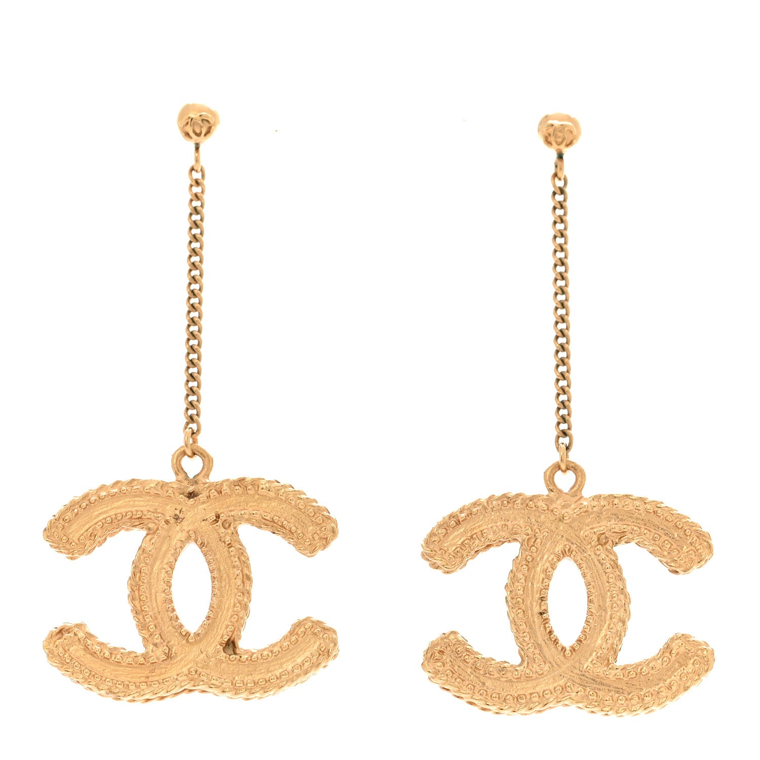 Chanel CC Drop Earrings Matte Gold 1 of 4