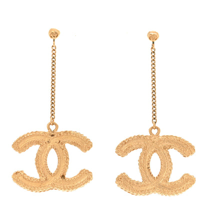 Chanel CC Drop Earrings Matte Gold 1 of 4