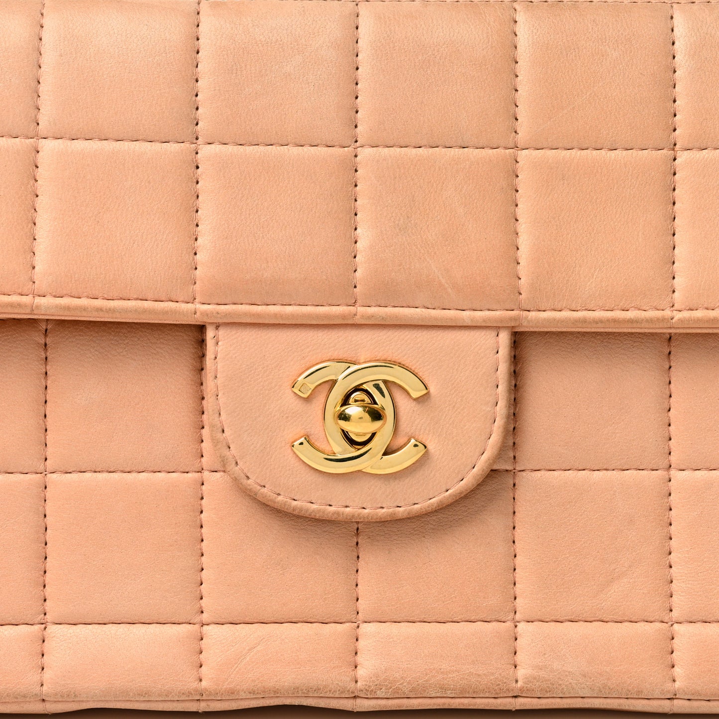 Lambskin East West Chocolate Bar Flap Beige