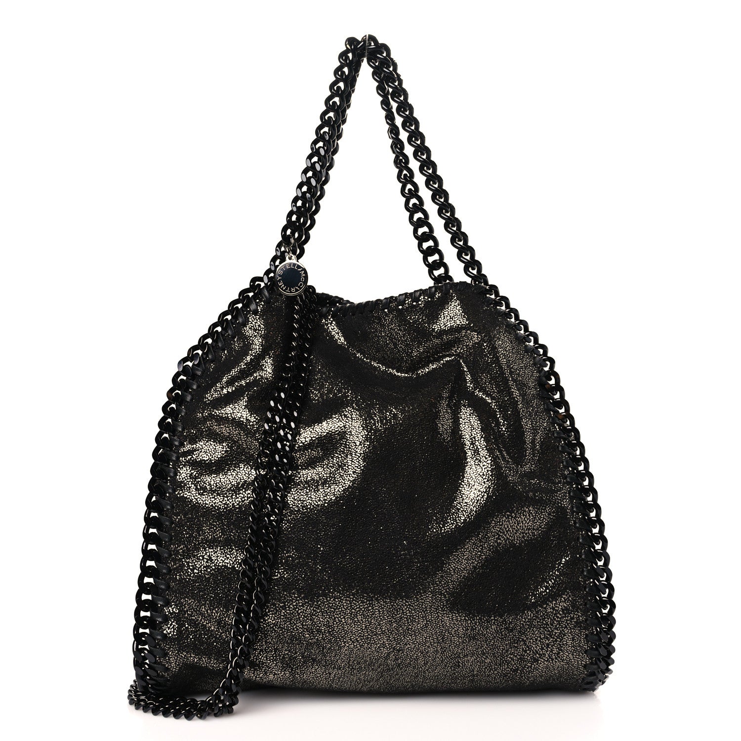 Stella McCartney Chamois Shiny Dotted Mini Falabella Fold Over Tote Ruthenium 1 of 9