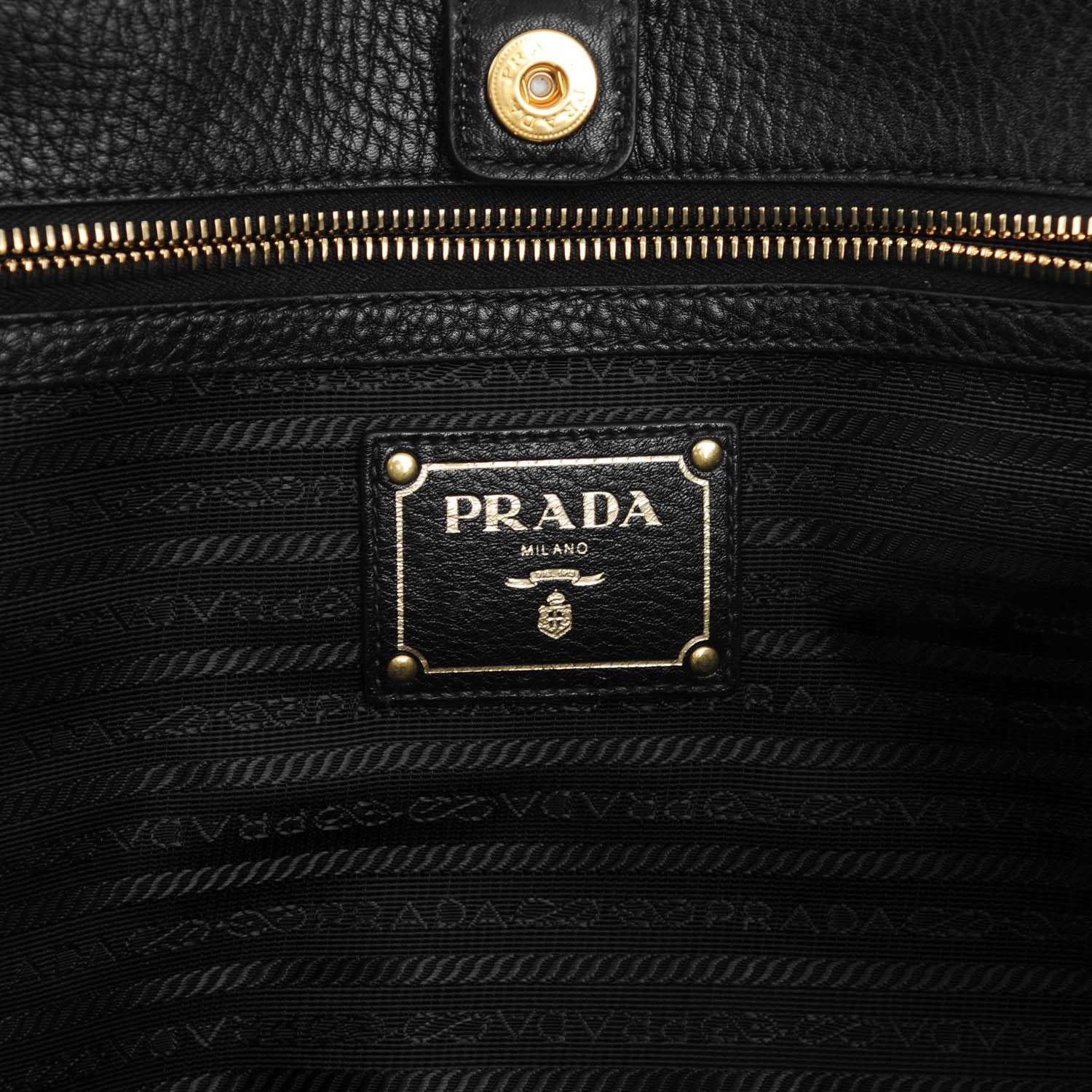 Prada Vitello Daino Side Zip Tote Black 6 of 8