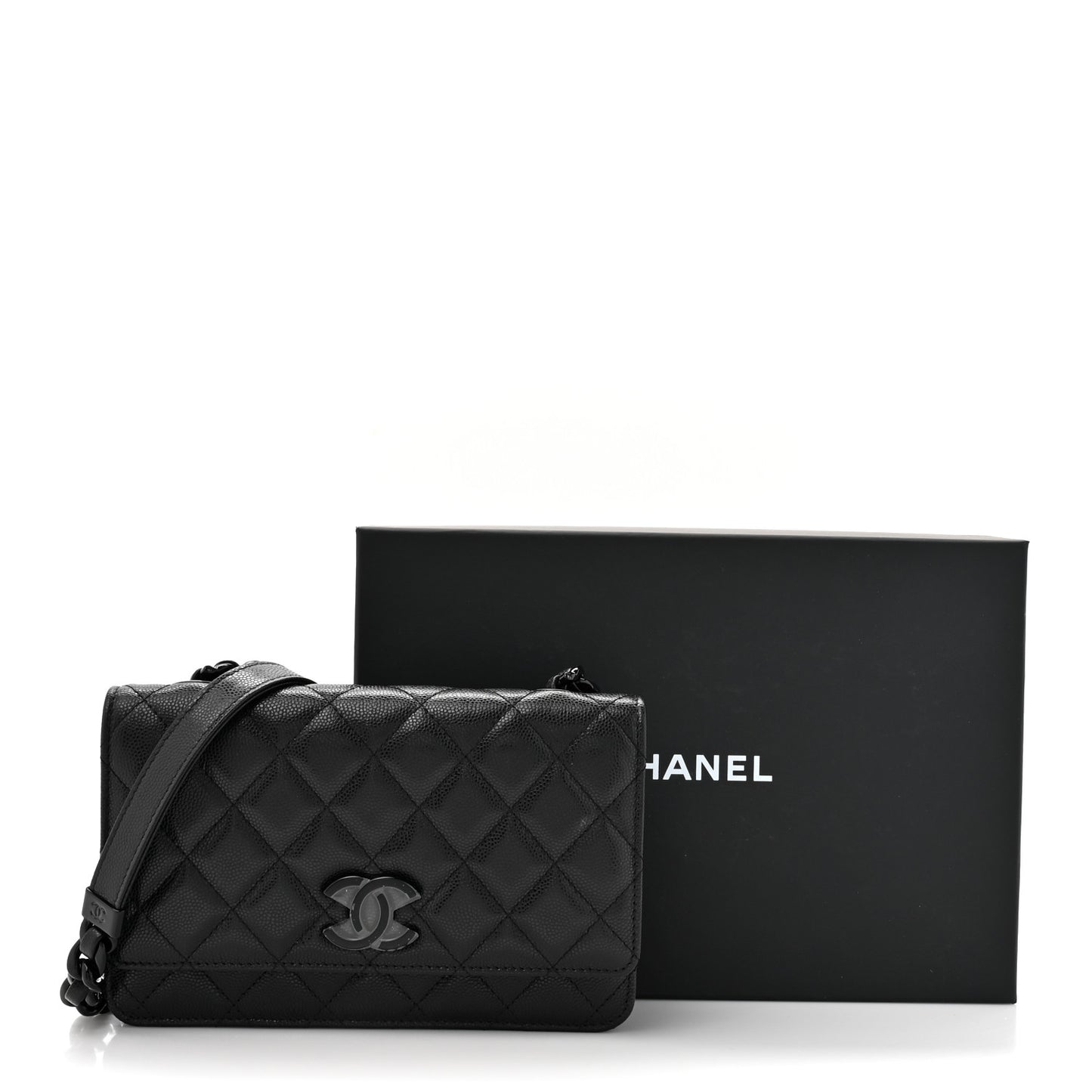 Caviar Quilted My Everything Wallet On Chain WOC Black