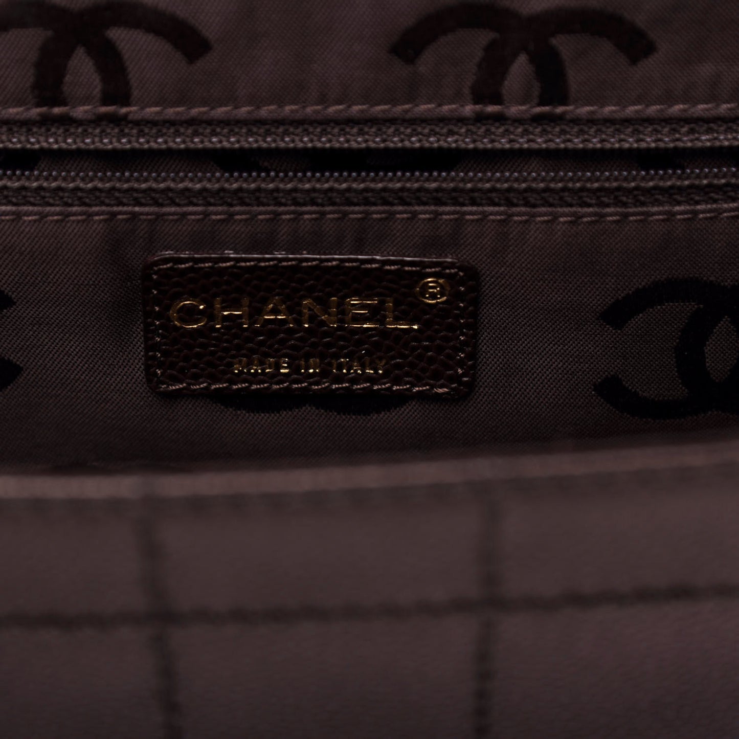 Caviar Square Stitched Medium Flap Brown