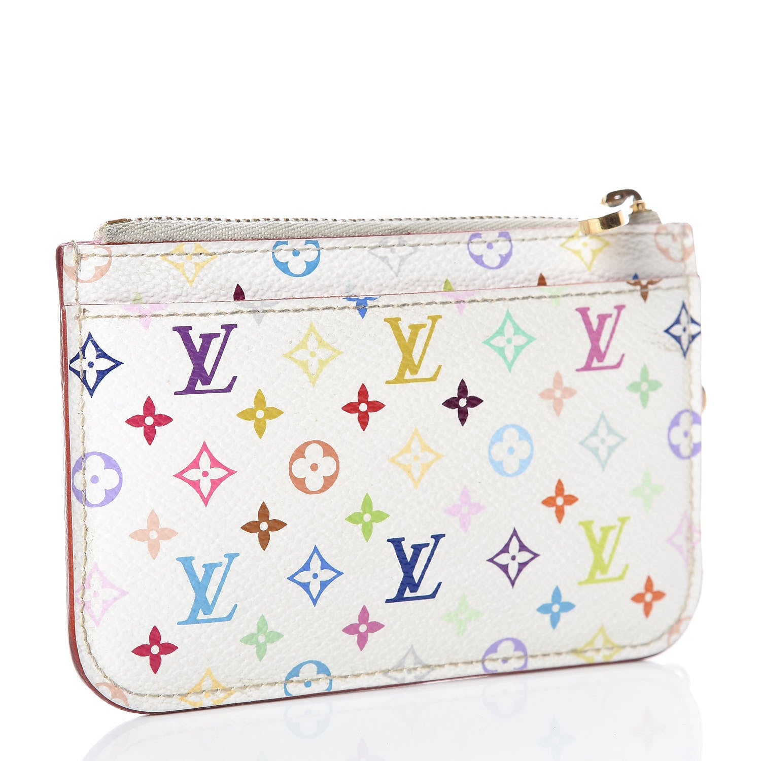 Louis Vuitton Monogram Multicolor Key Pouch White Litchi 3 of 11