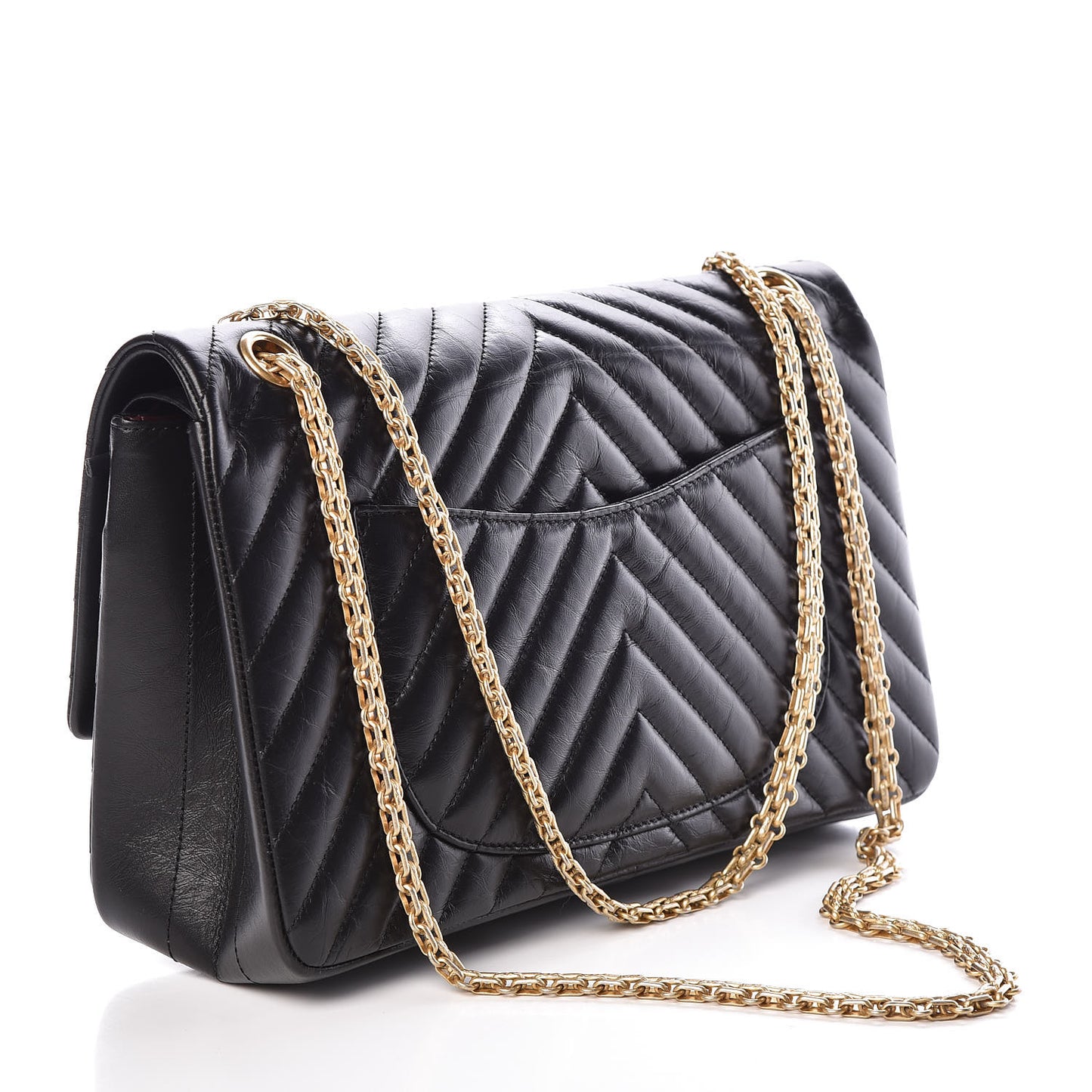 Aged Calfskin Chevron Quilted 2.55 Reissue 226 Flap Black