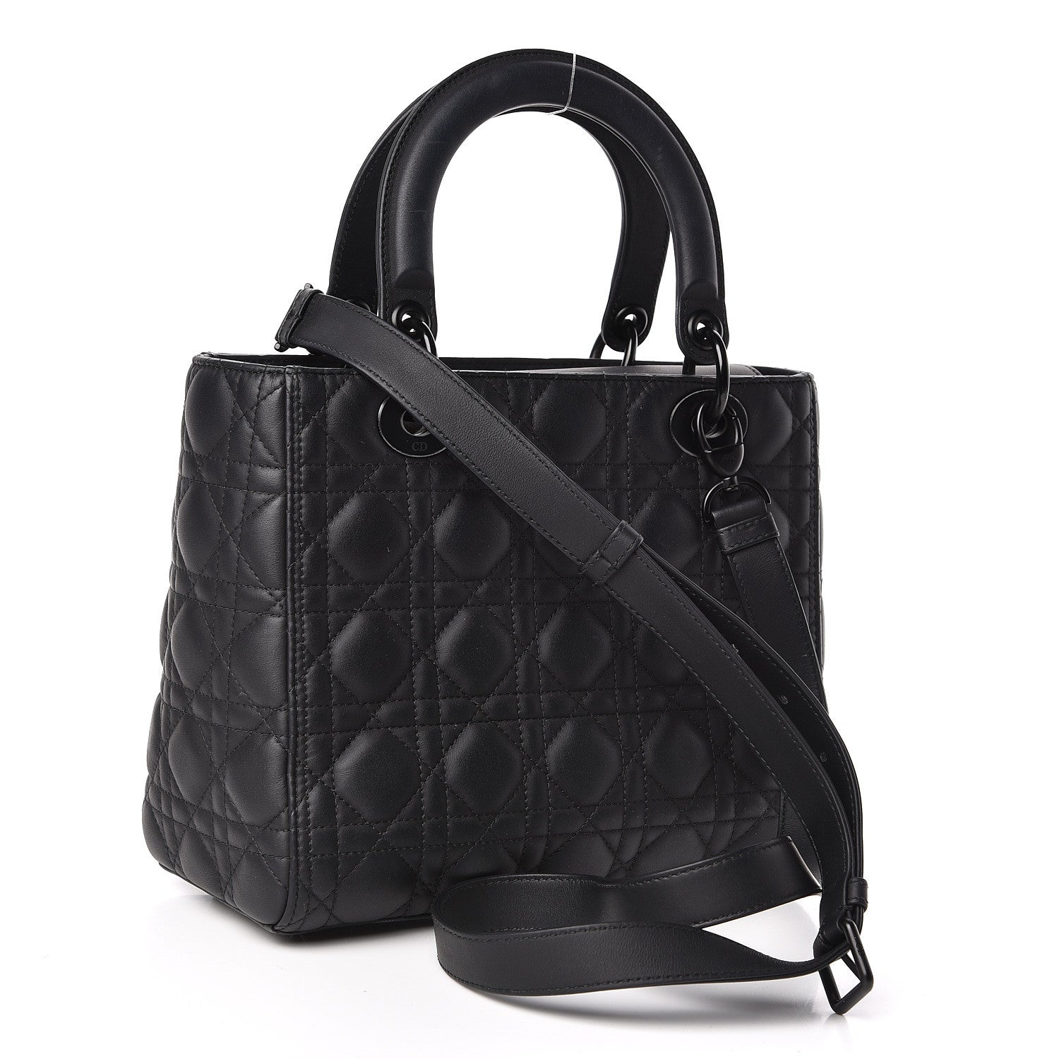 Christian Dior Ultra Matte Calfskin Cannage Medium Lady Dior Black 3 of 10