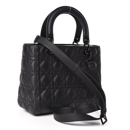 Christian Dior Ultra Matte Calfskin Cannage Medium Lady Dior Black 3 of 10